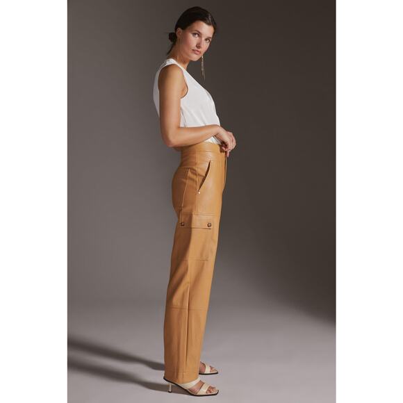 Anthropologie Faux Leather Utility Cargo Pants - Women's 14 New - Picture 4 of 7